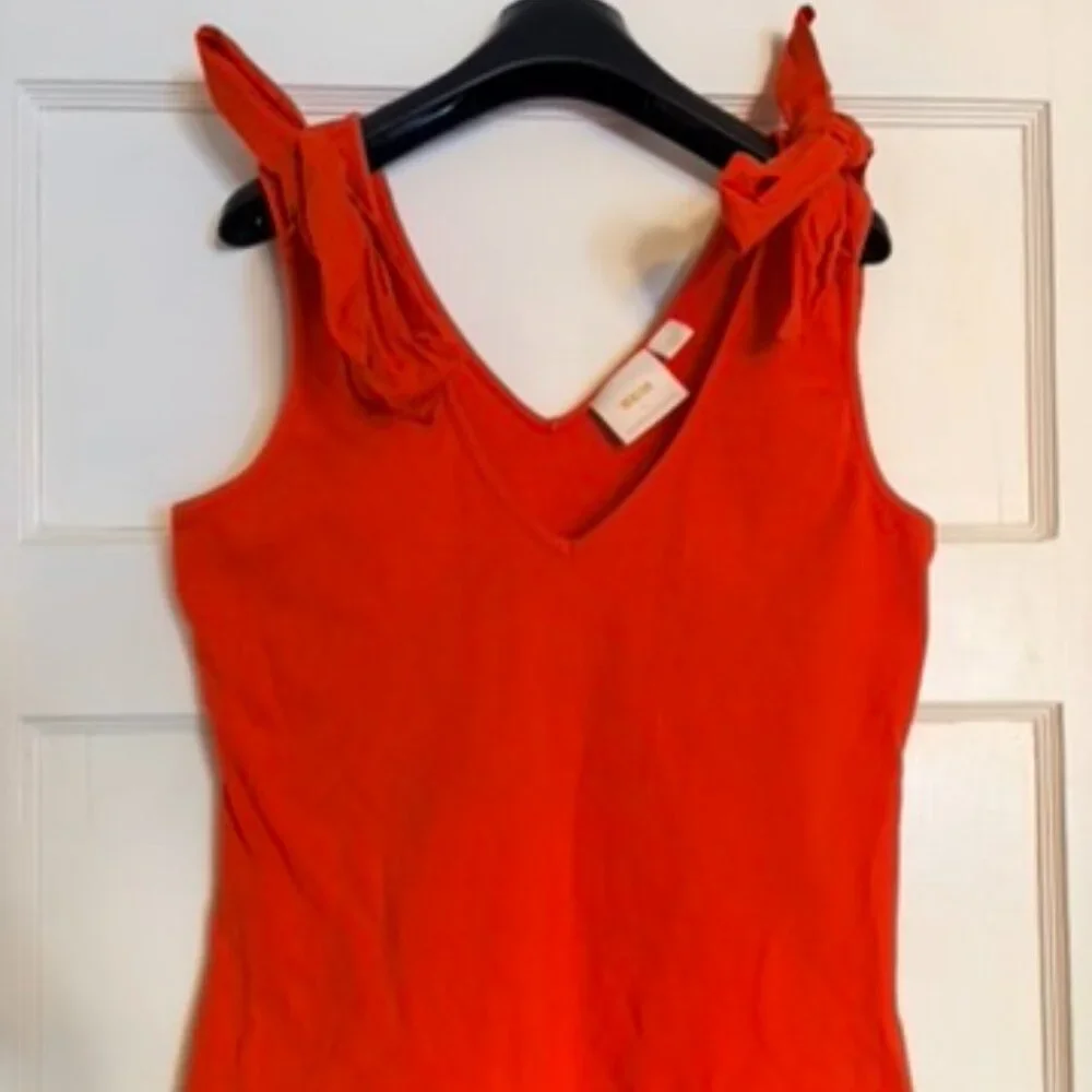 Anthropologie Maeve Red Bow Shoulder-Tie Top - Picture 1 of 8